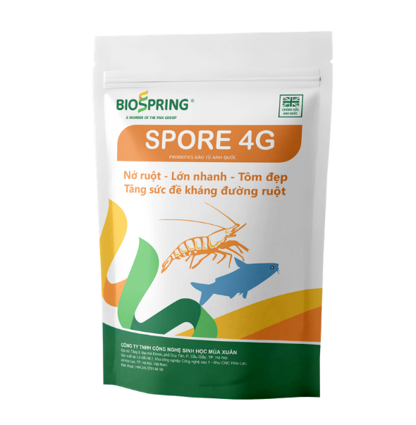 Spore 4G – Thức Ăn Bổ Sung Thủy Sản Giúp Tôm Cá Nở Ruột, Lớn Nhanh